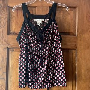 Black white and red top